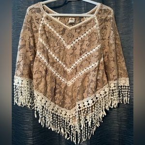 O'Neill Rayla Fringe Trim Crochet Poncho